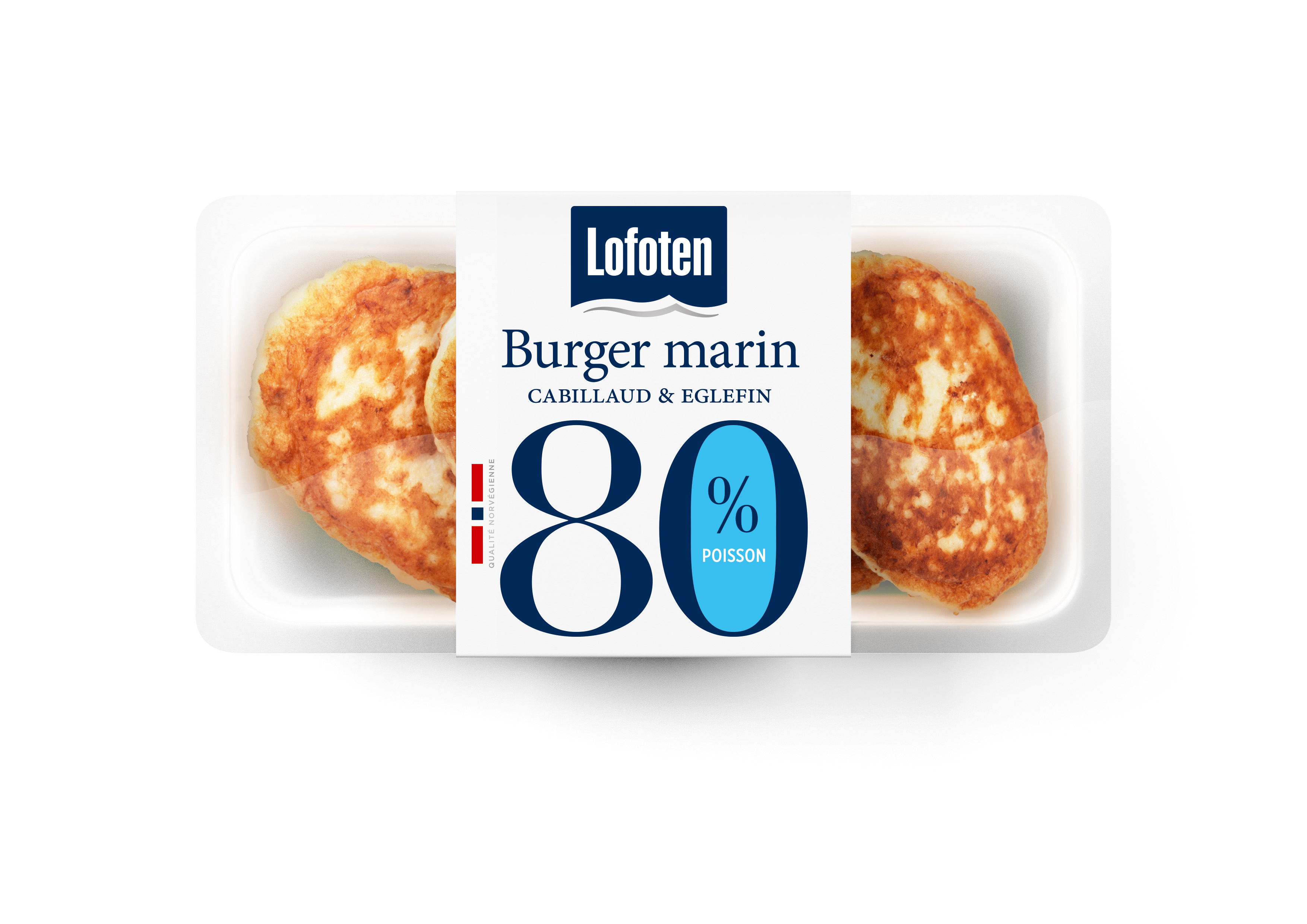 Burger marin 80prosent cabillaud og eglefin